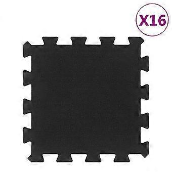 vidaXL Rubbertegels 16 st 16 mm 30x30 cm zwart