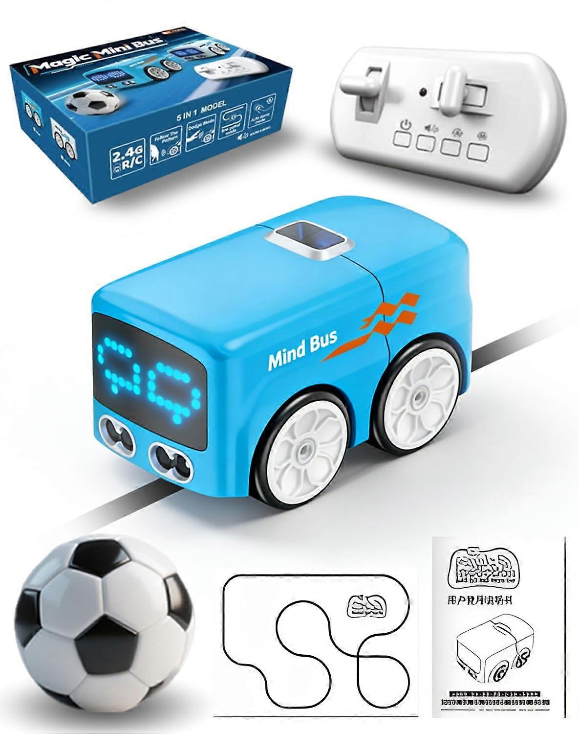 Gesture Control RC Car Mini Smart Sensor Bus with Auto Avoidance Line Tracking and LED Lights Blue