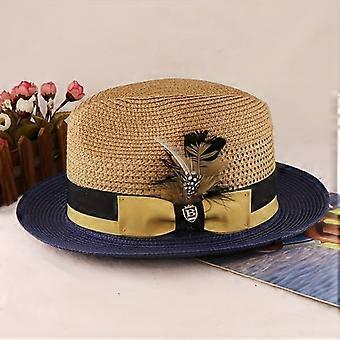 Handmade Two-Tone Panama Hat, Foldable Adjustable Summer Fedora, Unisex Matching Couple Hats for Men and Women