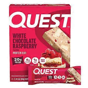 2 stk. Quest Nutrition, proteinbar, hvit sjokolade og bringebær, 4 barer, 60 g per bar.