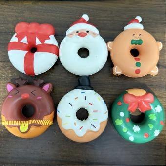 6 Pcs Christmas Squishy Toys Set, Santa Reindeer Snowman Gingerbread and Donut with Squeeze-Activated Sprinkles, PU Holiday Party Favors and Gifts