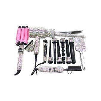 6 in 1 Hair Styling Set with Ceramic Curling Iron and Flat Iron, Fast Heating Dual Voltage Rainbow Kit