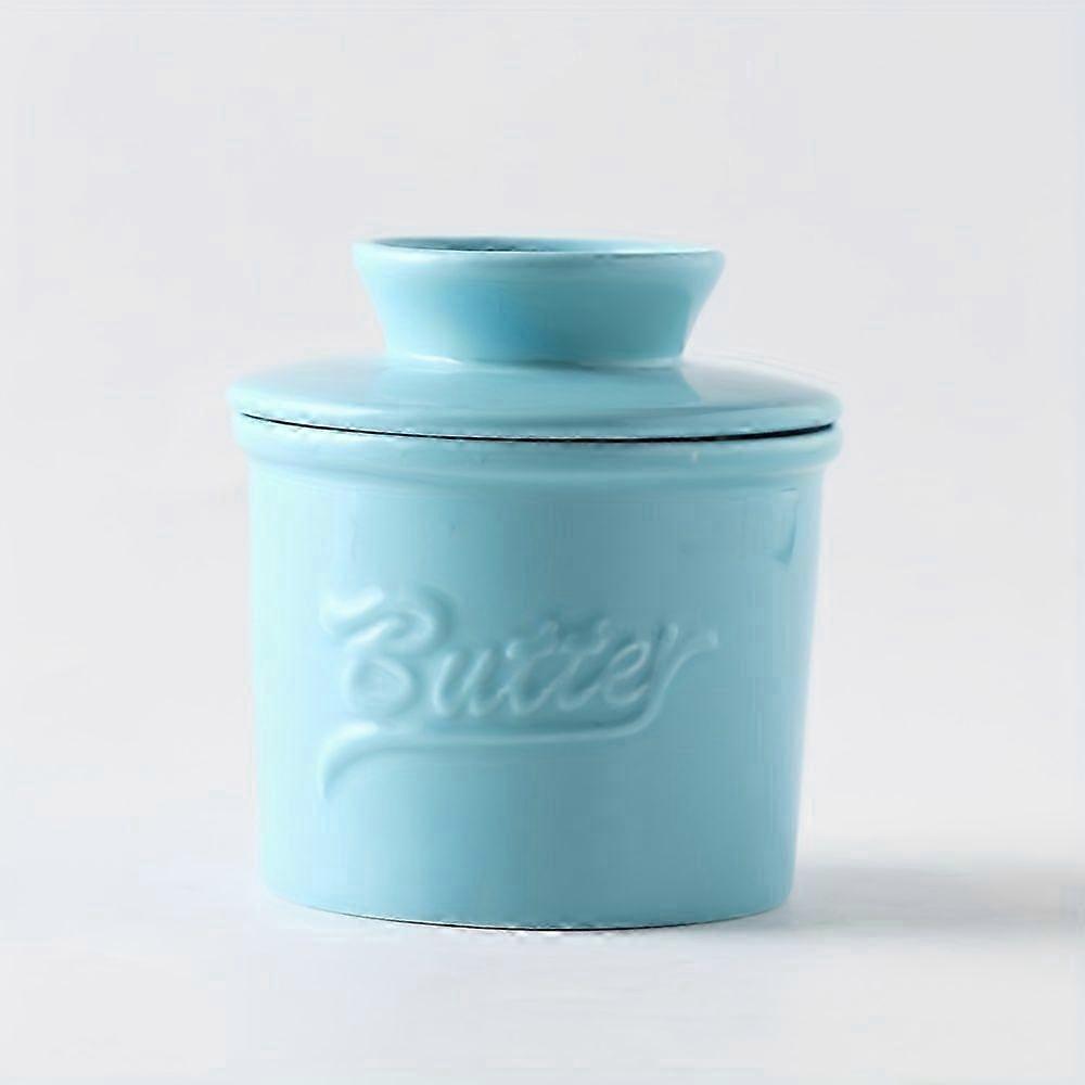 Glazed Ceramic Butter Dish with Handle