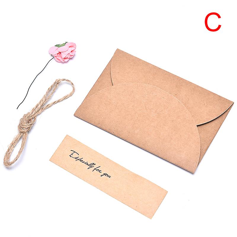 1pcs Flower Retro Diy Kraft Paper Invitation Greeting Card Envelope Handmade
