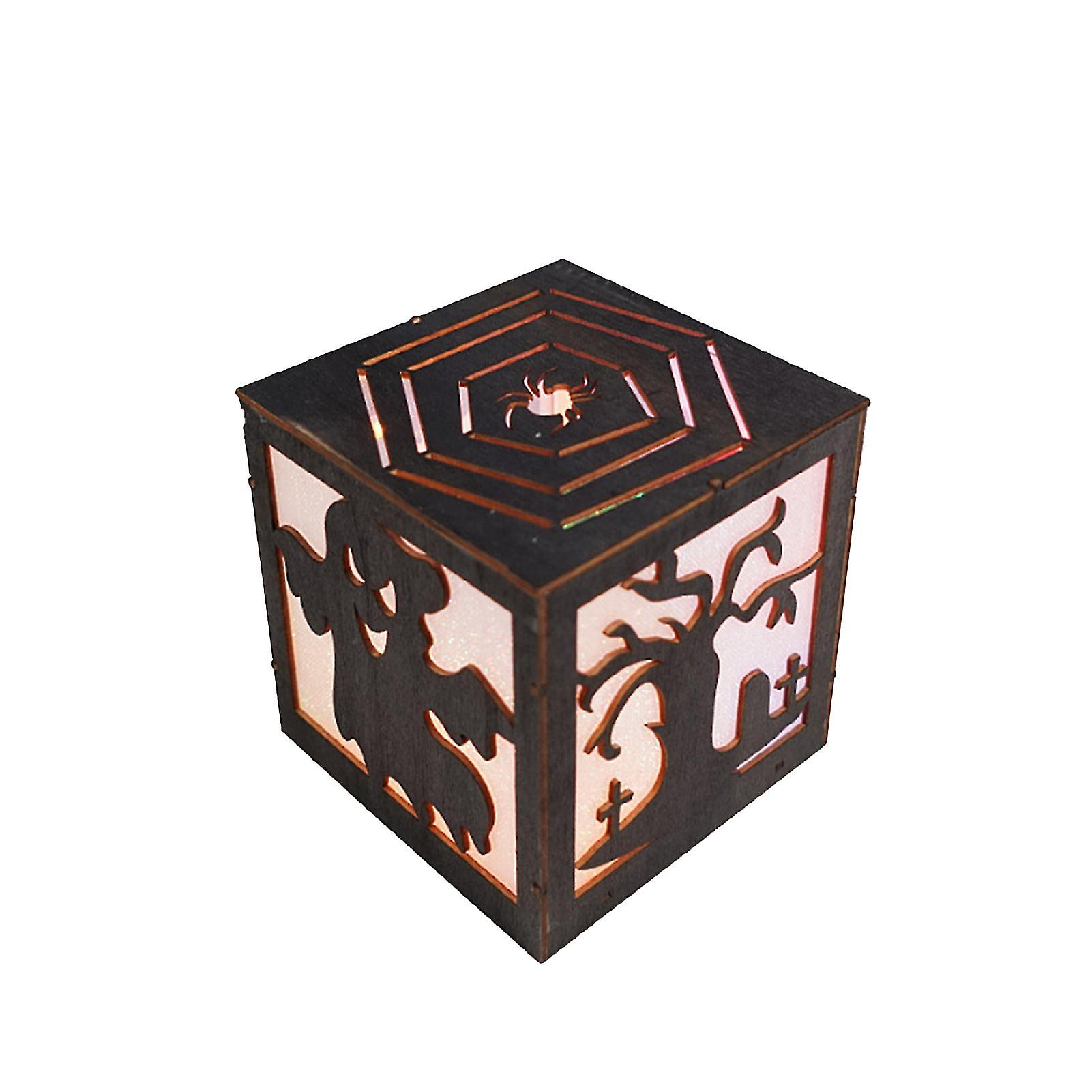 Halloween Silhouette Lantern Light Halloween Spider Square Warm Lights For Friend Family Neighbors Gift
