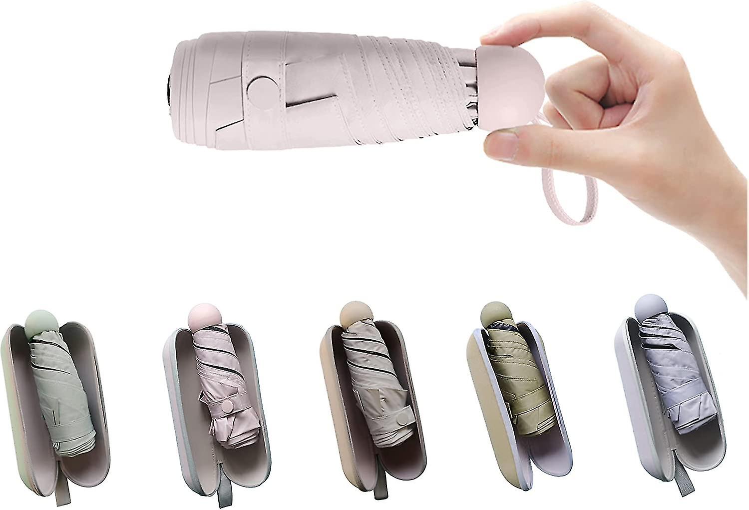 thumbnail image 1 of Mini paraguas de viaje para bolso con estuche, pequeño y compacto, protección contra rayos UV, paraguas de bolsillo pequeño y liviano con estuche para mujeres y niñas, 1 of 5