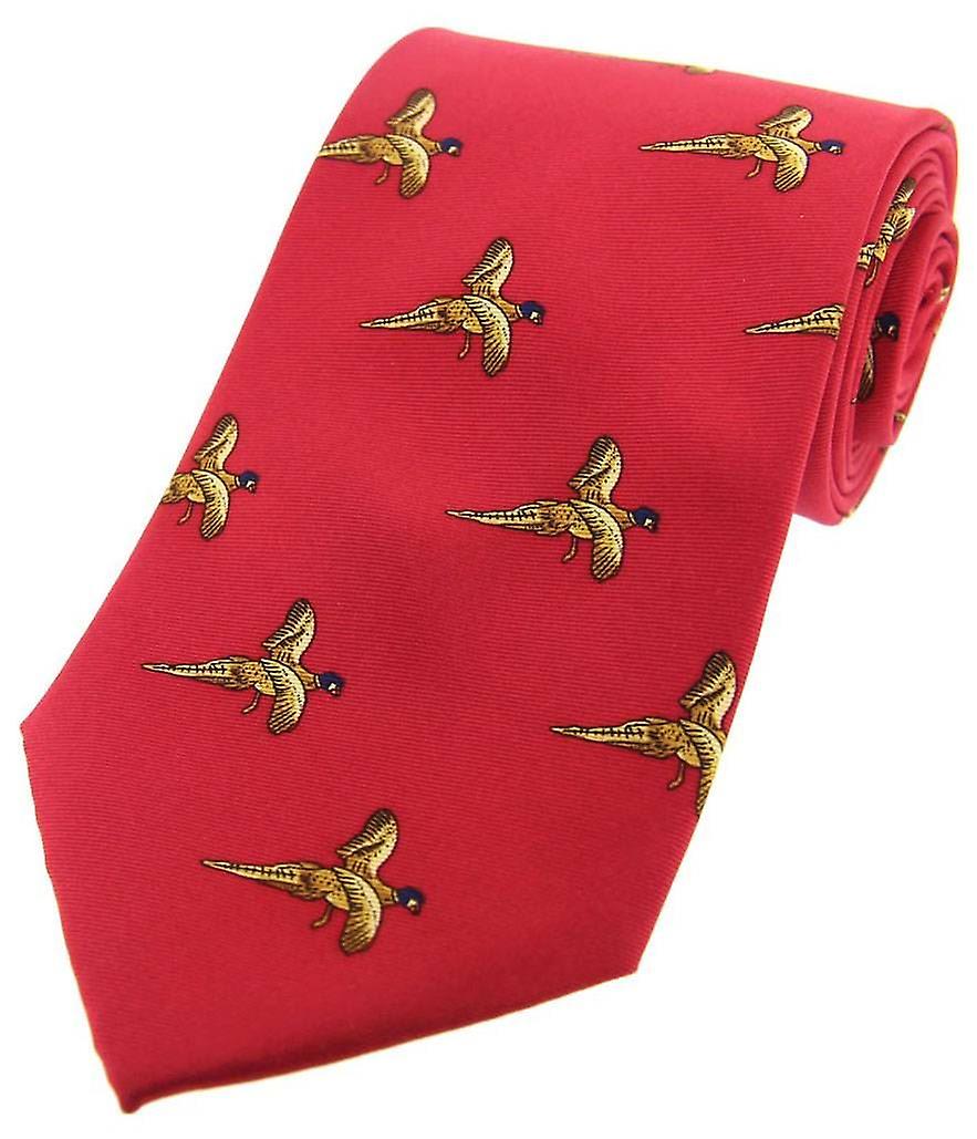 David Van Hagen Flying Pheasant Country Silk Tie - Red