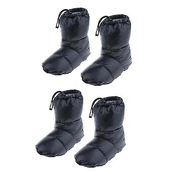 2 paar witte ganzendons slippers winter warme laarsjes zwart m