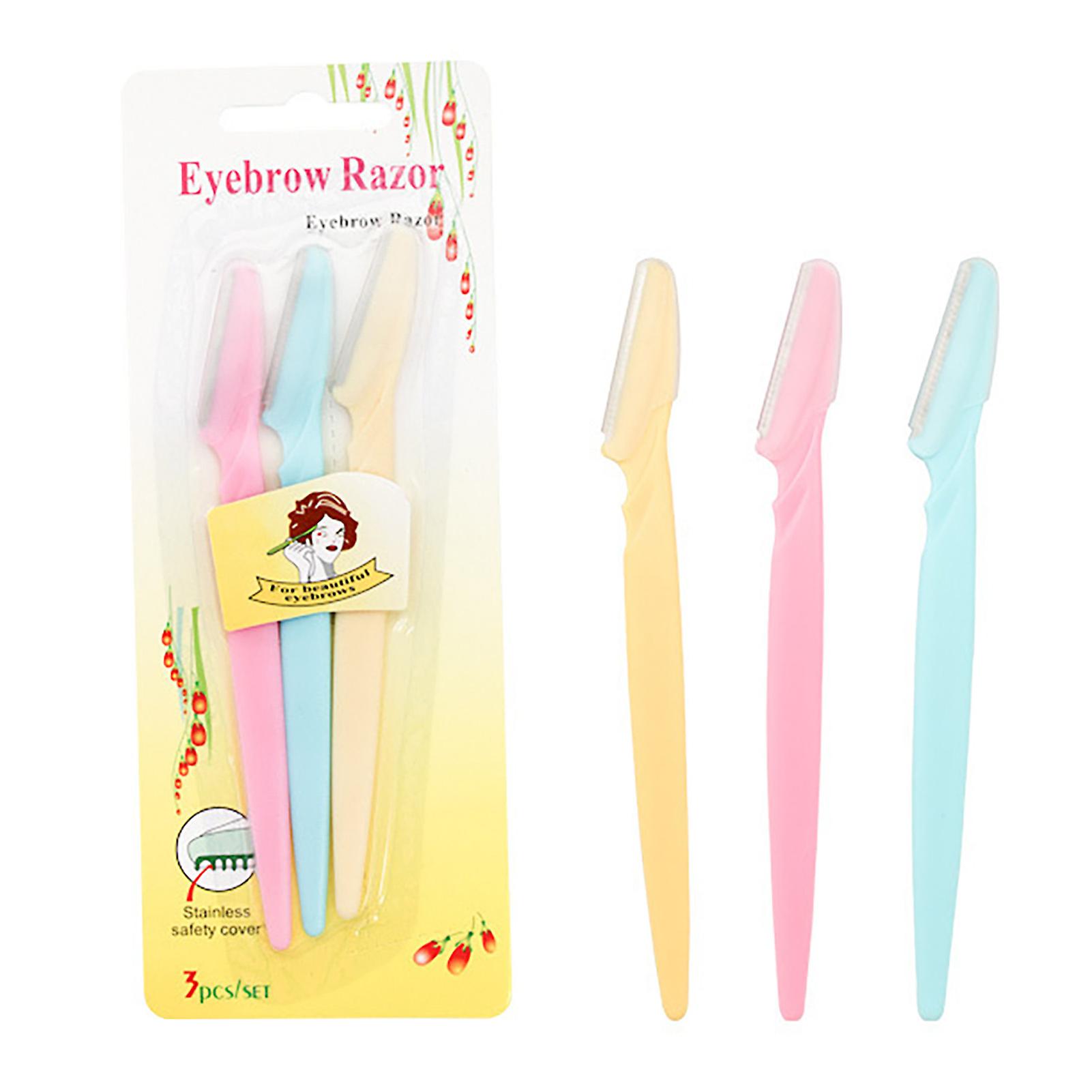 3PCS Eyebrow Trimmer Set Safe Rustproof Stainless Steel Eyebrow Remover for Beginner