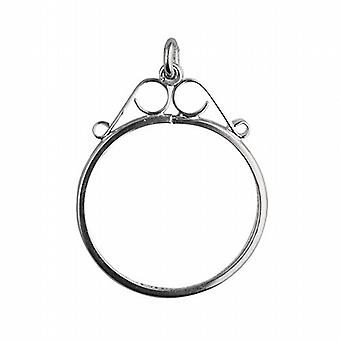 Silver 31x25mm one Bob or one shilling coin mount with 2...