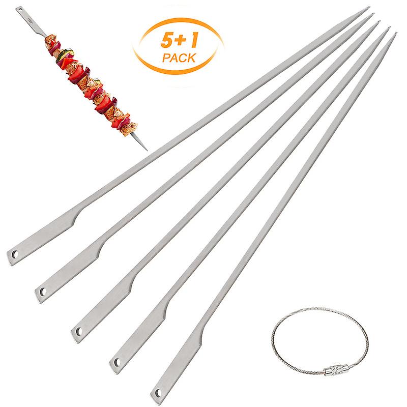 5pcs Flat Titanium Barbecue Skewers With Wire Ring