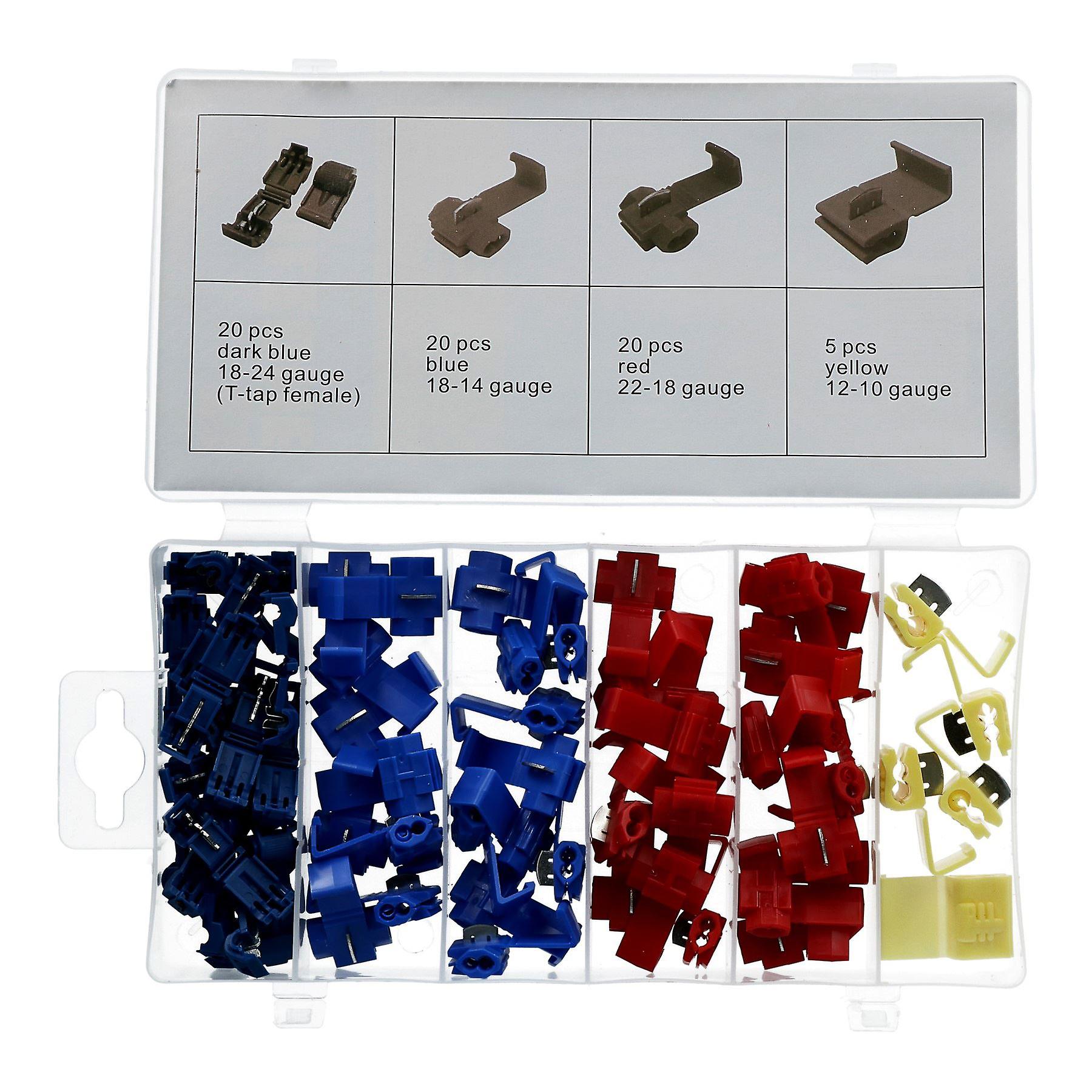 65pc Quick Splice Lock Connector Electrical Wire Crimp Terminal Snap