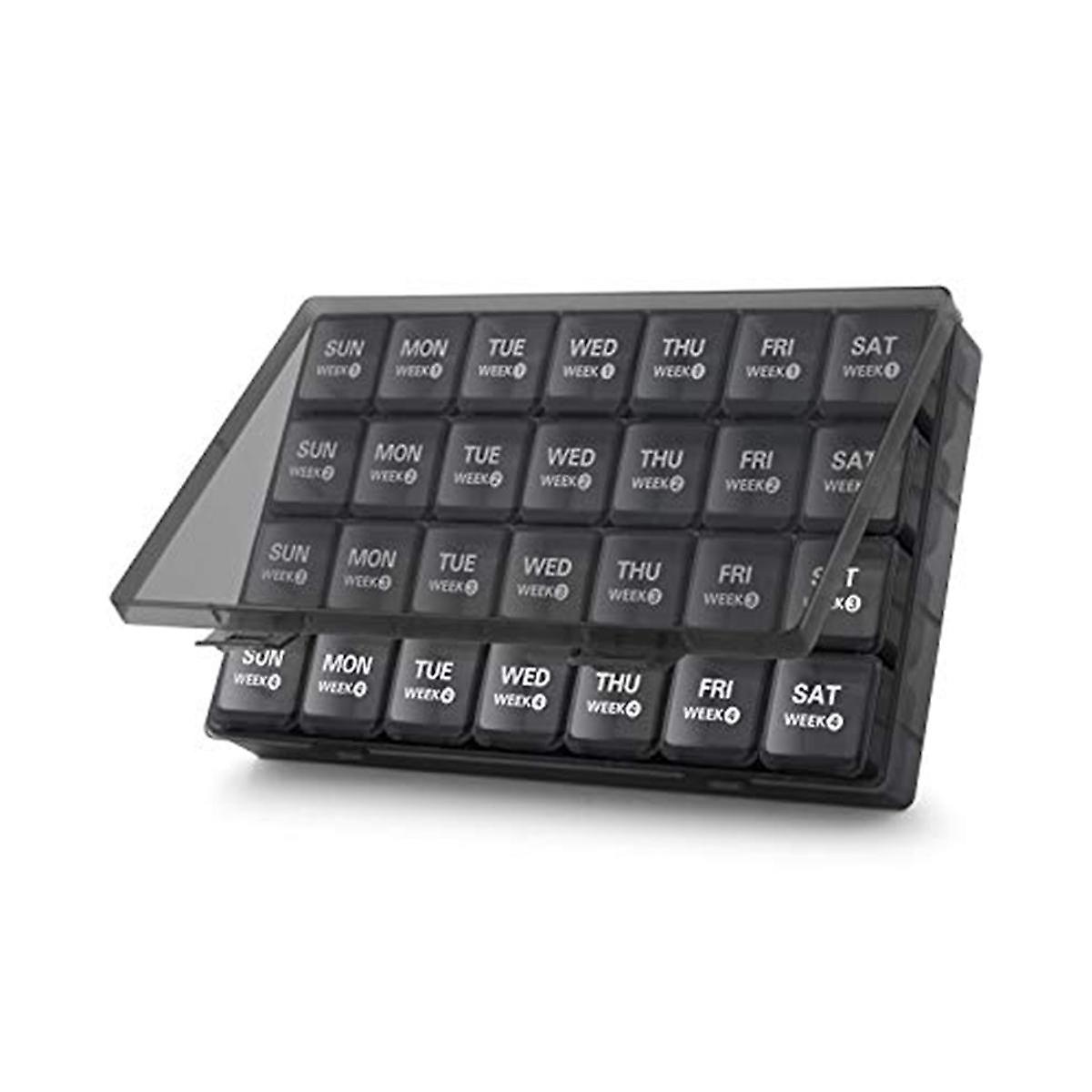 Monthly Pill Organizer 28 Day Pill Box Organizerd By Week, 4 Weeks Pill Cases with Dust-Proof Conta