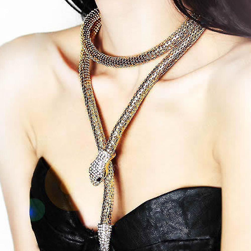Fashion Exaggerated Dual-purpose Gold /sliver Long Shape Snake Necklace Gold
