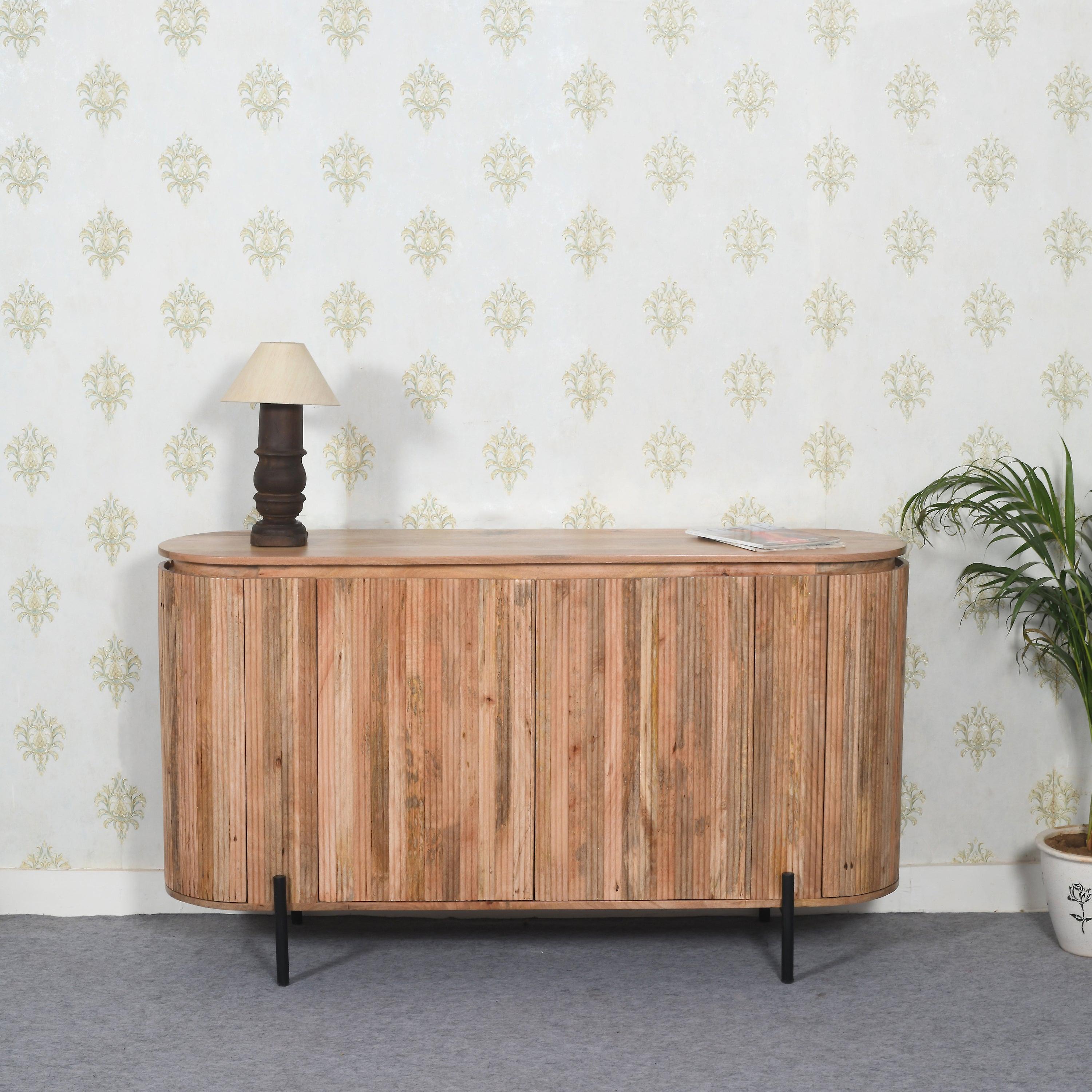 Yuri Solid Wood Sideboard With Metal Legs