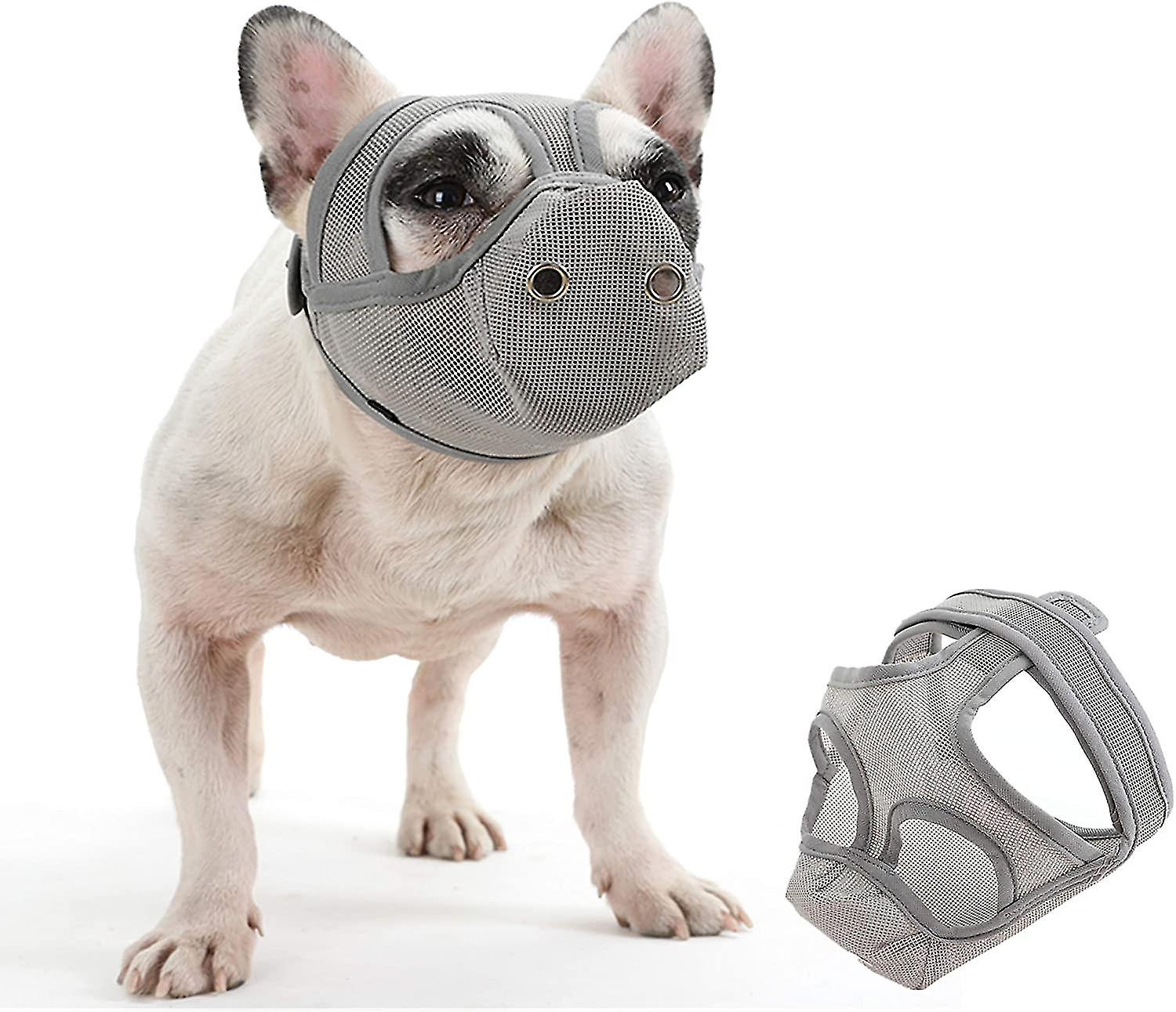 Dog Muzzles,bulldog Muzzle Adjustable Breathable Mesh Dog Muzzle Can Stick Out Tongue And Drink Water Anti-biting