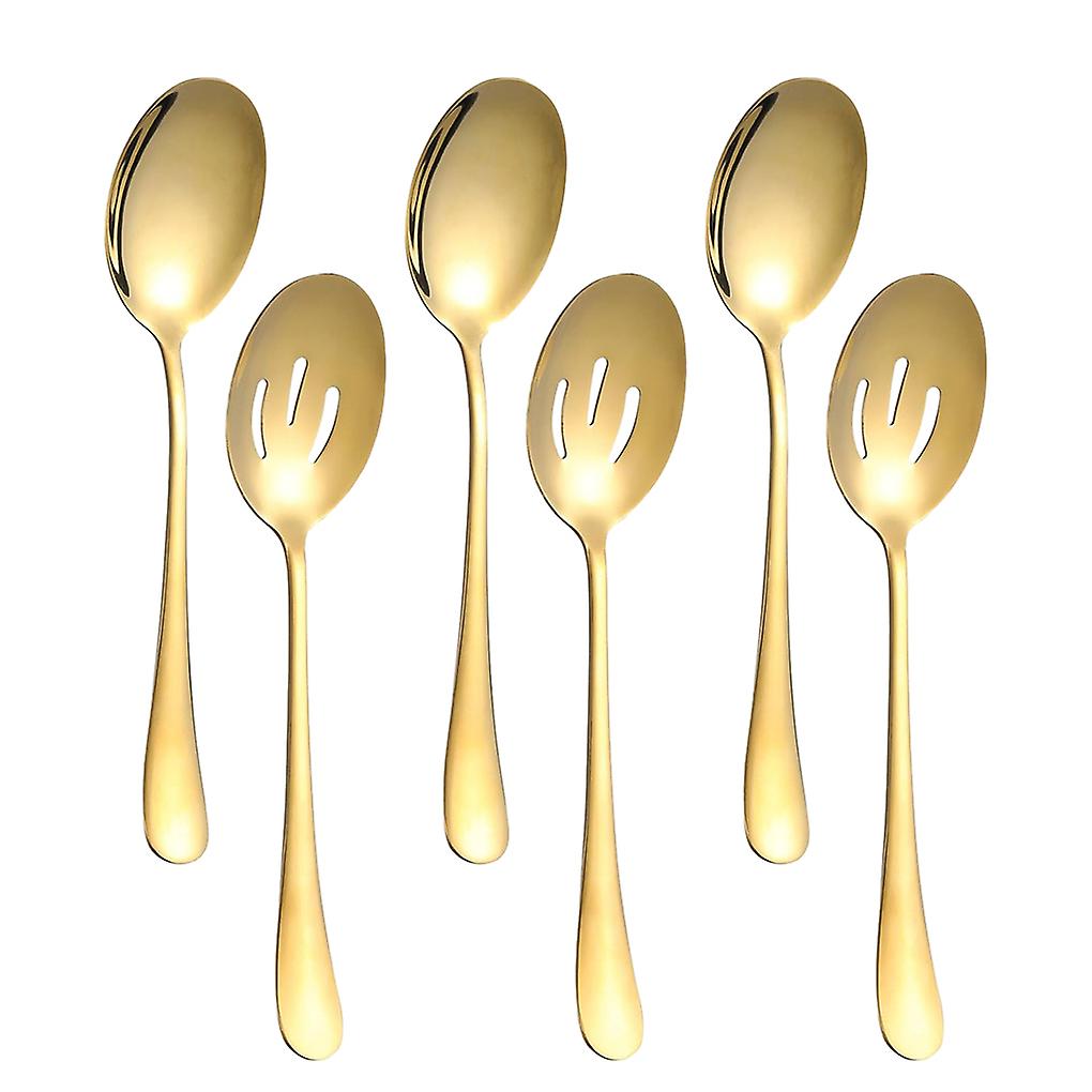 Stainless Steel Serving Spoons Set Suitable For All Occasions Lightweight And Portable Versatile Gold