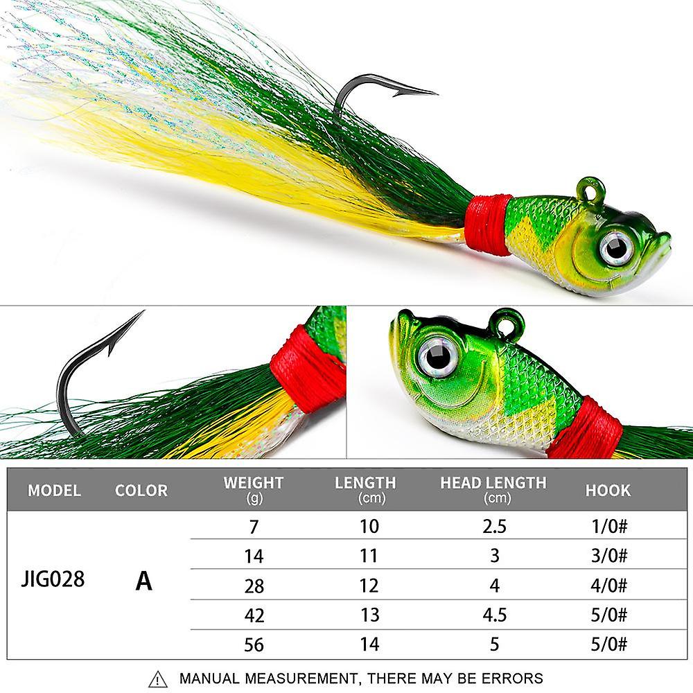 1/5 PCs Jig Head Kits Lifelike Saltwater Freshwater Bucktail Jig Heads Lure Baits Kit for Bass Striper Bluefish Pike Trout Swinbait