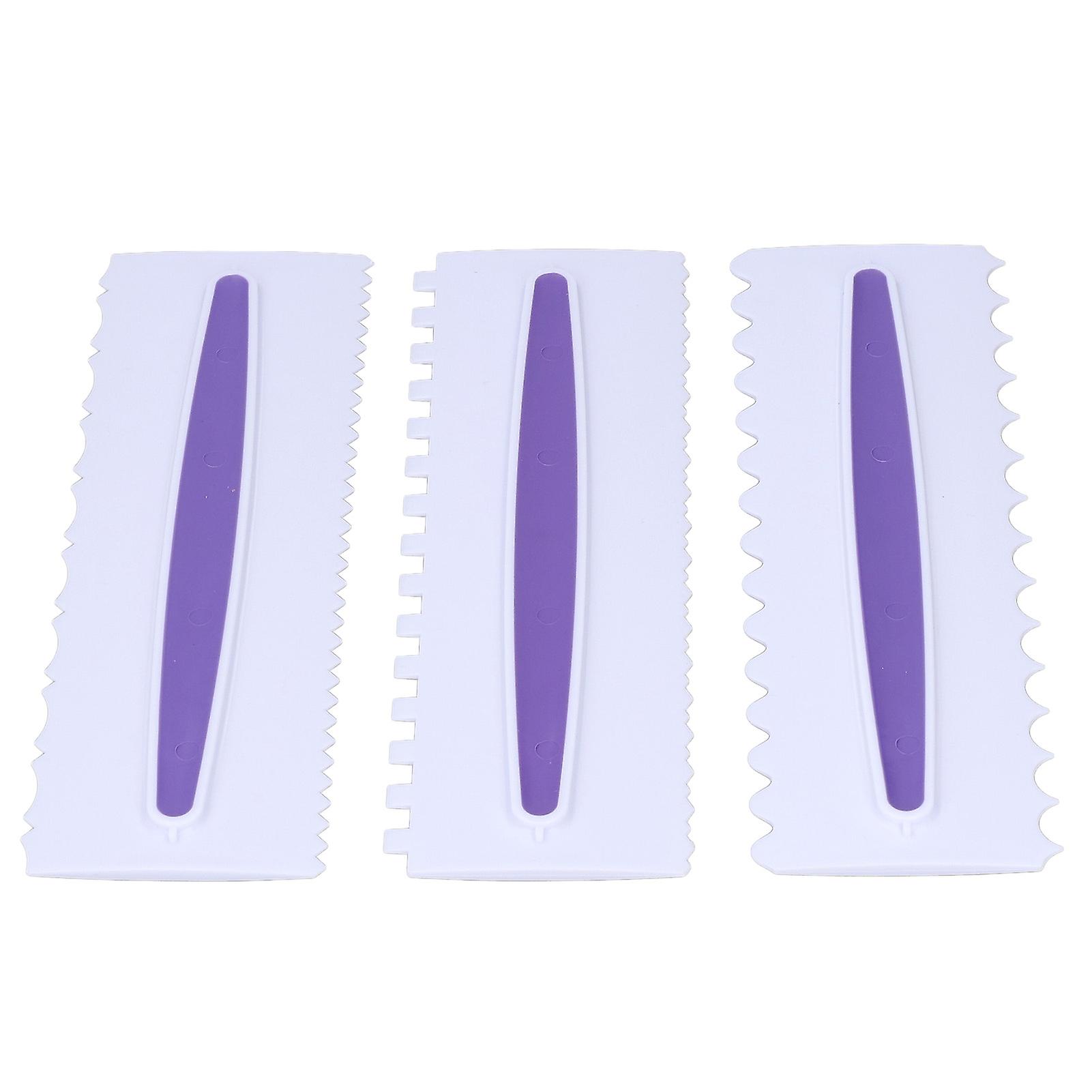 3Pcs Cake Scraper Premium Plastic Durable Glossy Surface Easy Operation Icing Smoother