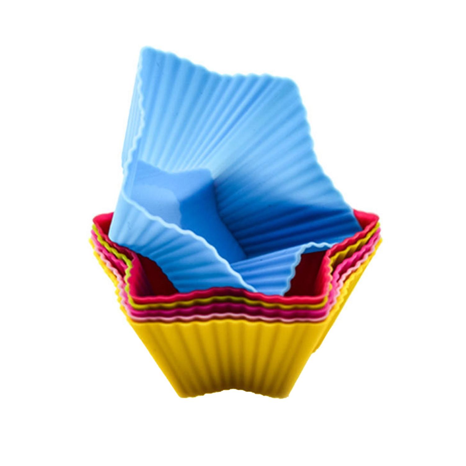 12Pcs/Set Muffin Cup Food Grade Stackable Random Color Heart Star Shaped Cupcake Mold Pastry Tool