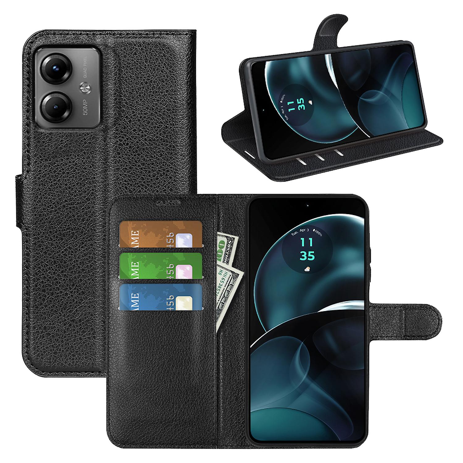 适用于摩托罗拉 Moto G34 艺术皮革书钱包保护套袋