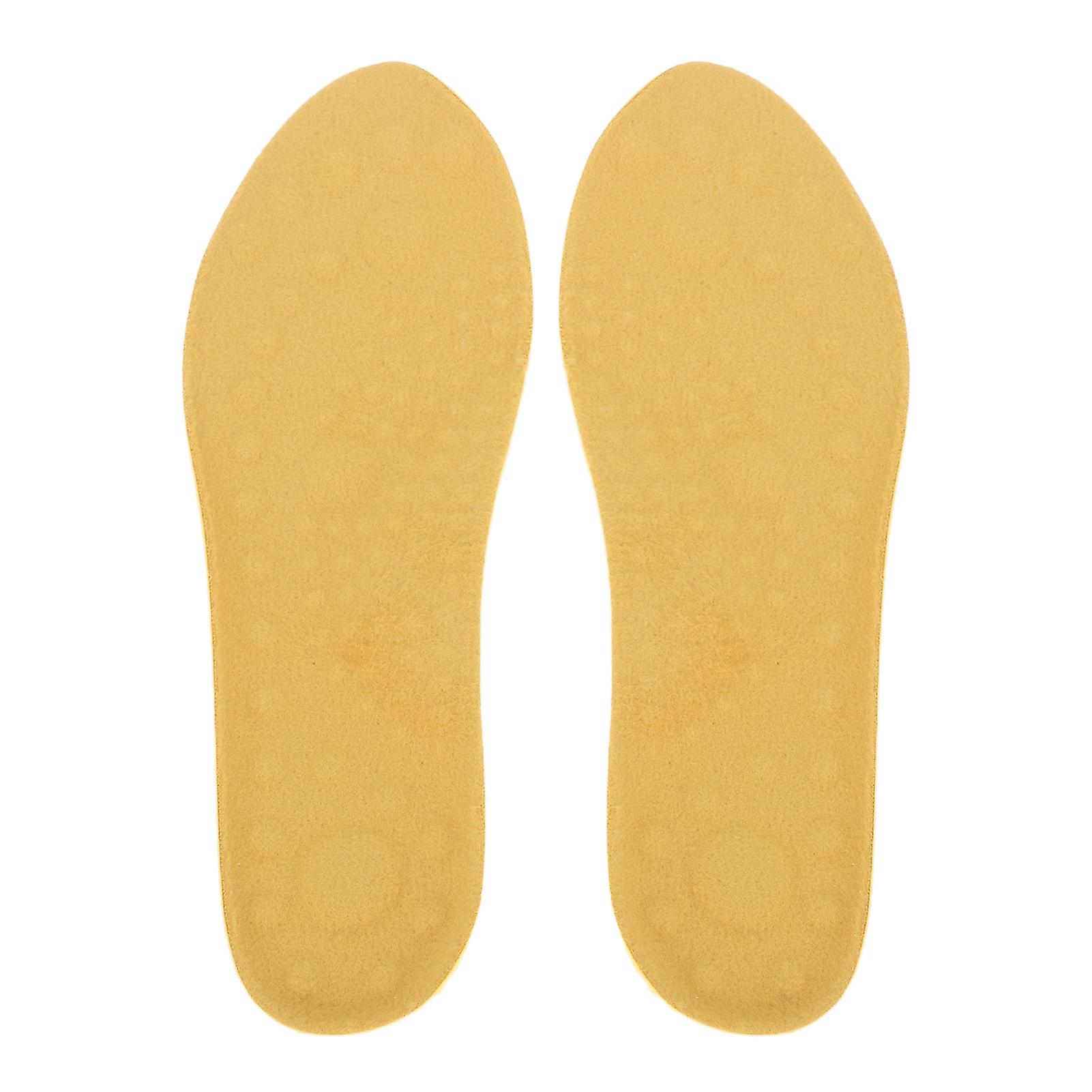 4pcs chaussures chaudes inserts pour hommes femmes PU polaire respirant confortable isolant pieds semelles pour l’hiver 39-40 jaune