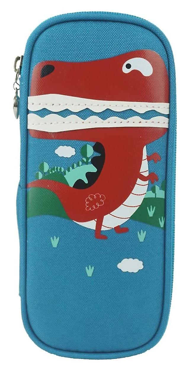 Large Capacity Pencil Case for Boys and Girls Crocodile Pattern Blue