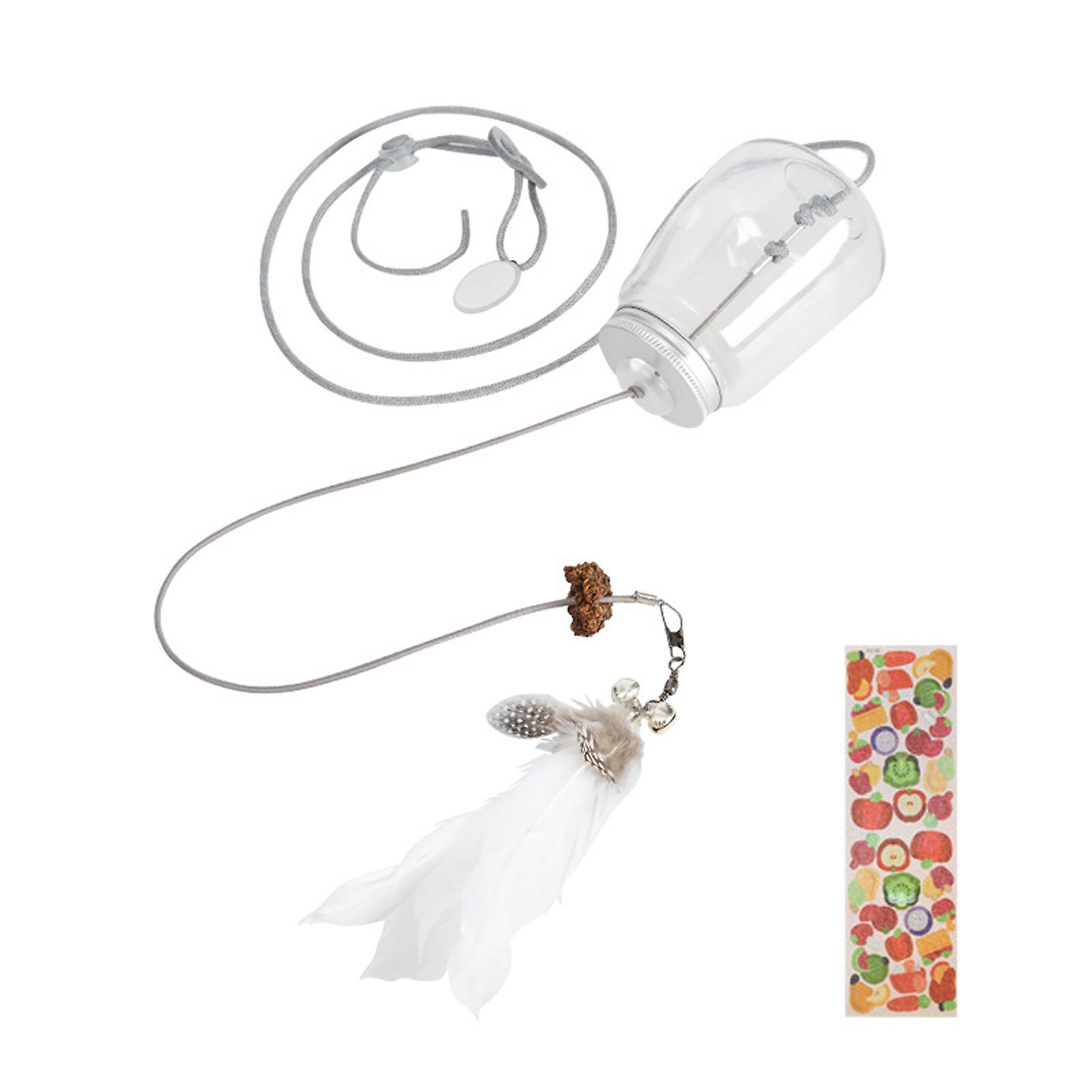 Food Leakage Cat Toy Interactive Cats Feather Toys with Bell Hanging Wall Door Scratch Rope Pet Feeder Dispenser Kitten Food Catnip Toy