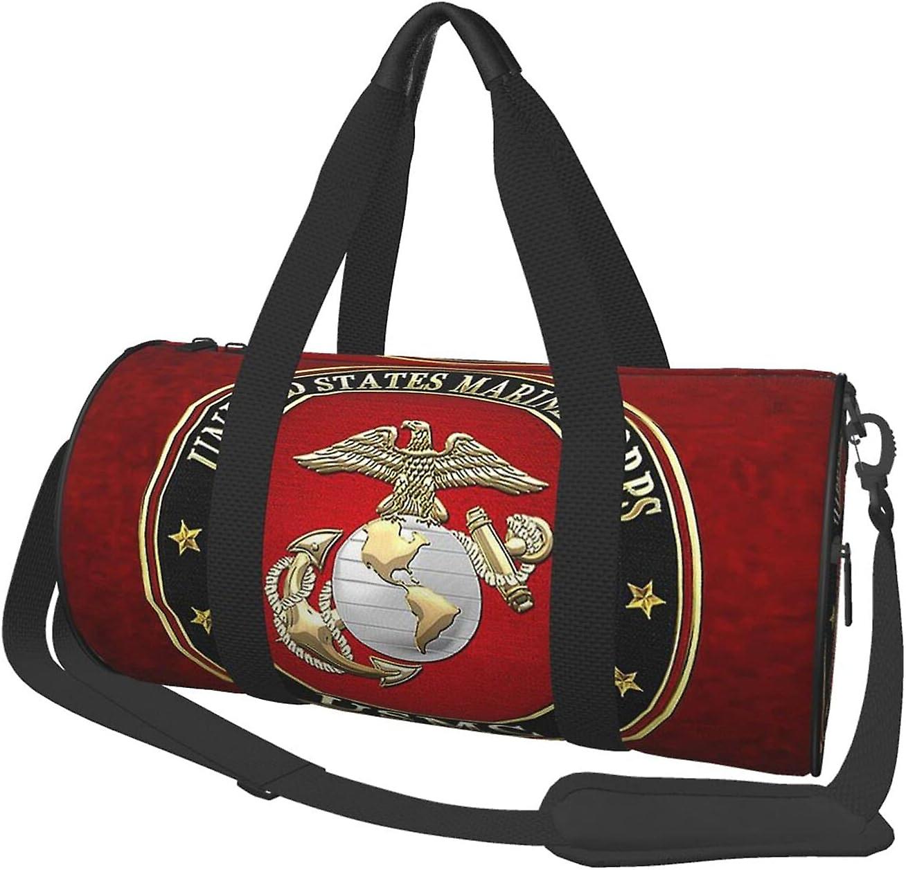 TEDISMC חיל הנחתים הזהב תיקי תרמיל נסיעות חדר כושר מזוודות ספורט תיק נסיעות גדול תיקי סוף שבוע לילה לגברים ונשים, שחור, Ts012-9, גדול b