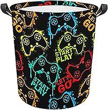 مضحك Vedio Gamers النيون Gamepad هدية أكسفورد سلة الغسيل سلة ملابس قابلة للطي مع مقابض حاوية محمولة مقاومة للماء لغرفة النوم غرفة الغسيل Cl