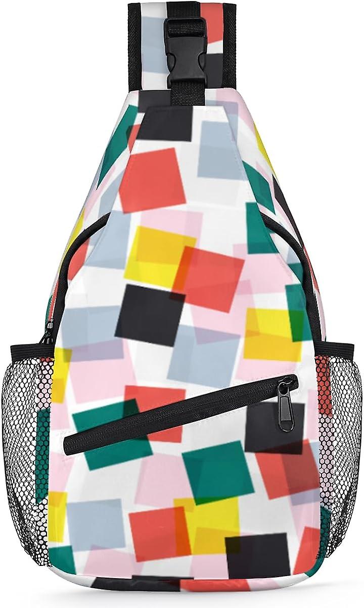 AQ00188抽象的な幾何学的な背景スリングバックパック幾何学模様クロスボディバッグ多目的クロスボディバッグ旅行ハイキングチェストバッグC