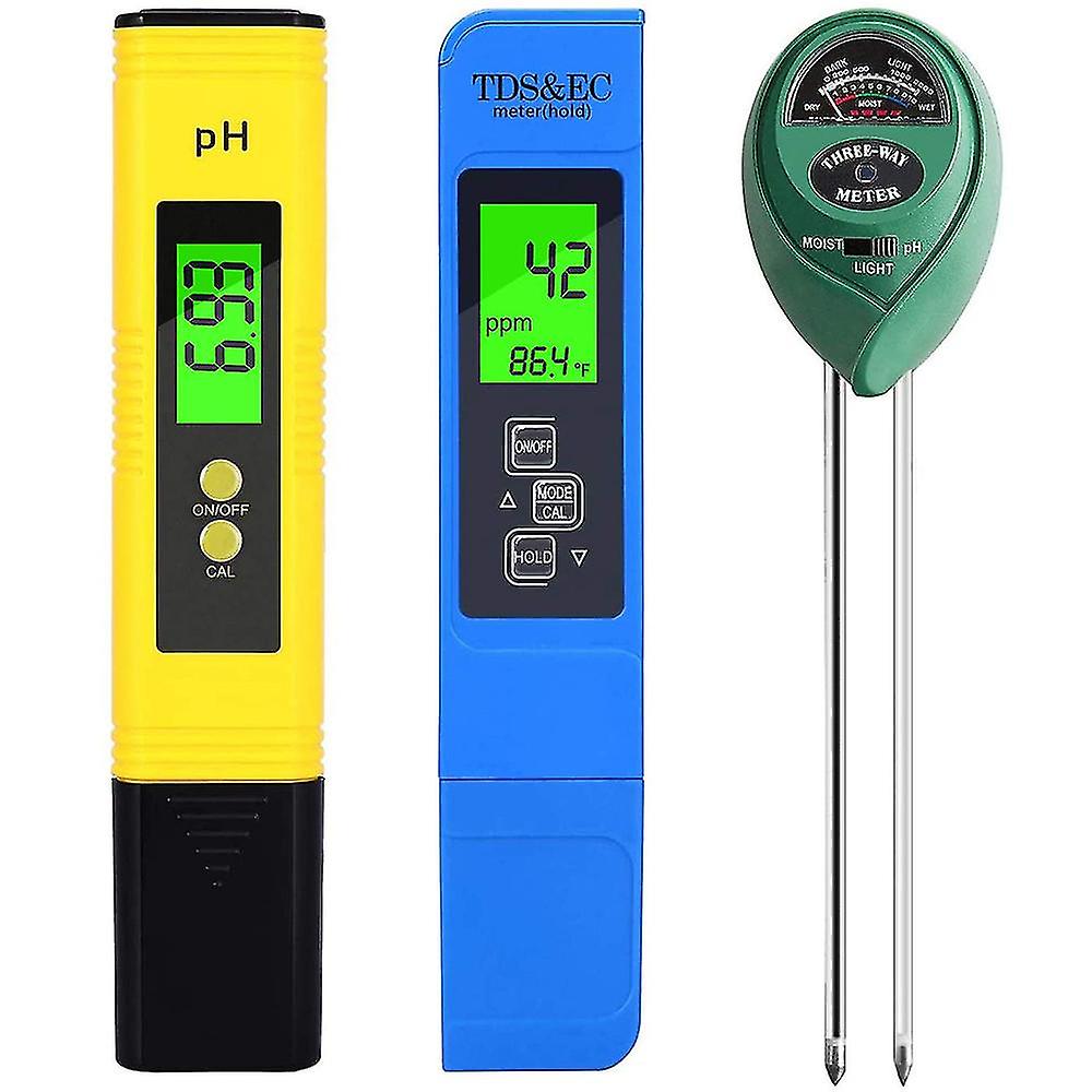 PH Meter, TDS PPM Meter, Soil PH Tester, PH/EC Digital Kit, Soil Tester Combo 3 Pack-C7