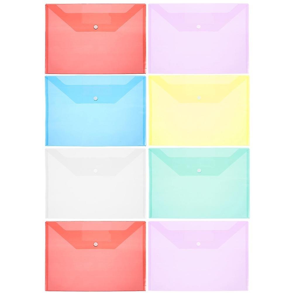 8-Pack Document Envelope Button Document Bag Transparent Document Bag Plastic Document Storage Bag