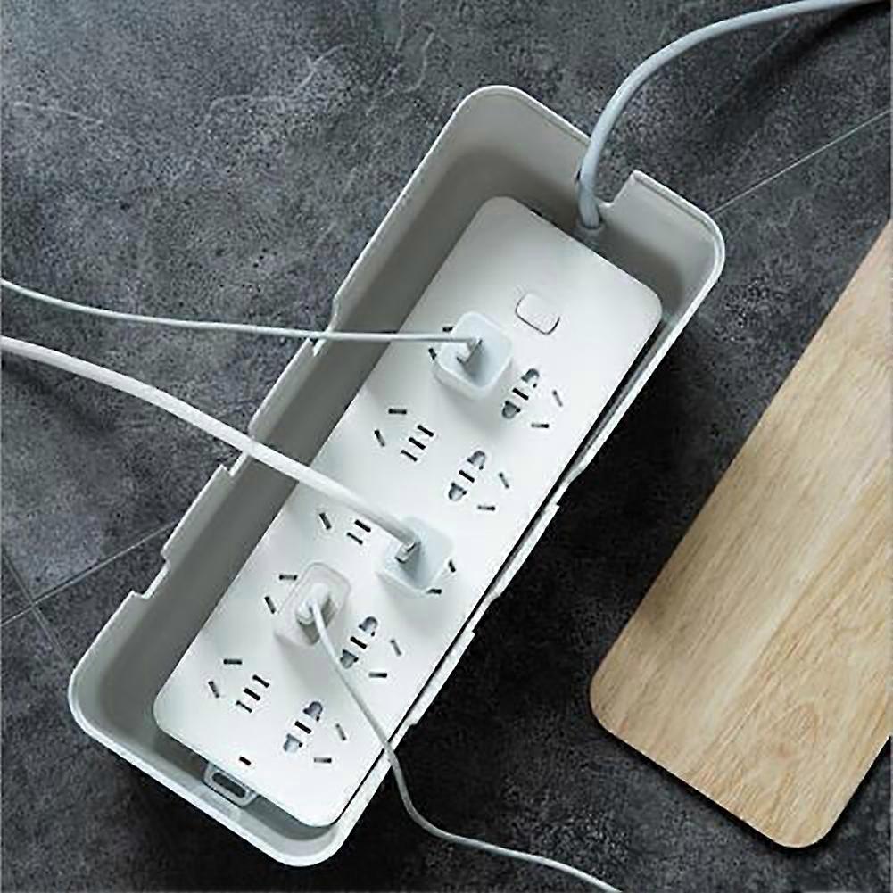 Wooden Power Cable Storage Box Rectangular Power Socket Organizer
