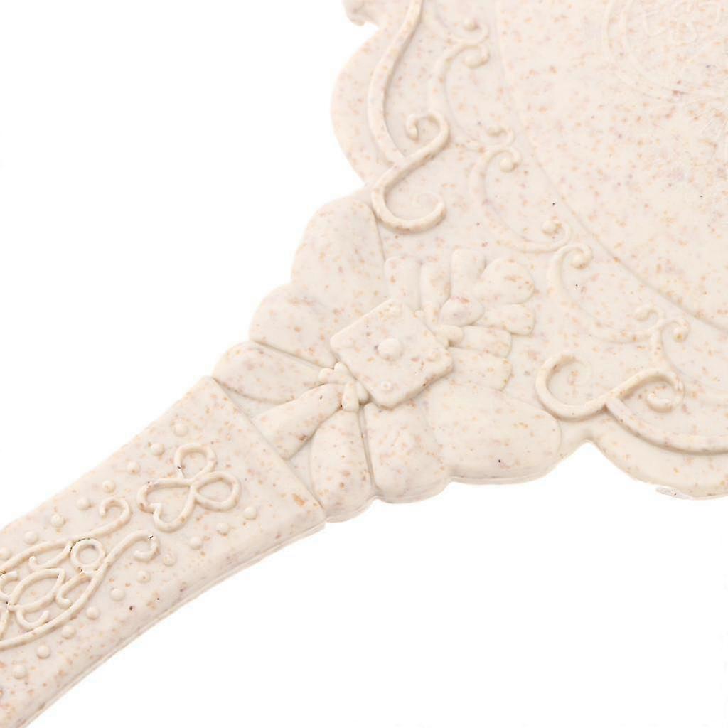 hg 5x Antique Hand Mirror With Embossed Rose Design For Make-up Beige
