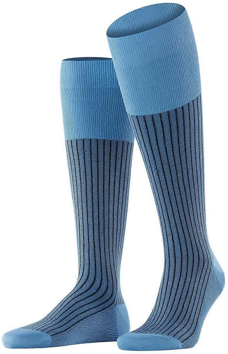 Falke Oxford Stripe Knee High Socks - Cornflower Blue