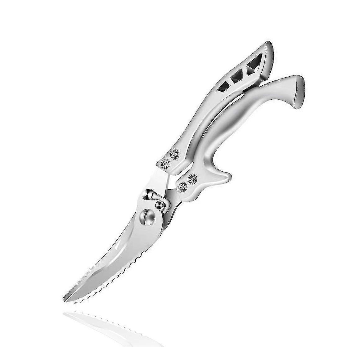 Metal Handle Kitchen Scissors, Sharp Stainless Steel Bone Scissors With Safety Lock And Spring Mecha