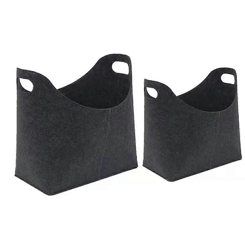 ハンドル付きスクエアフェルトバスケット - 折りたたみ式煙突木製収納バッグ、新聞ラック