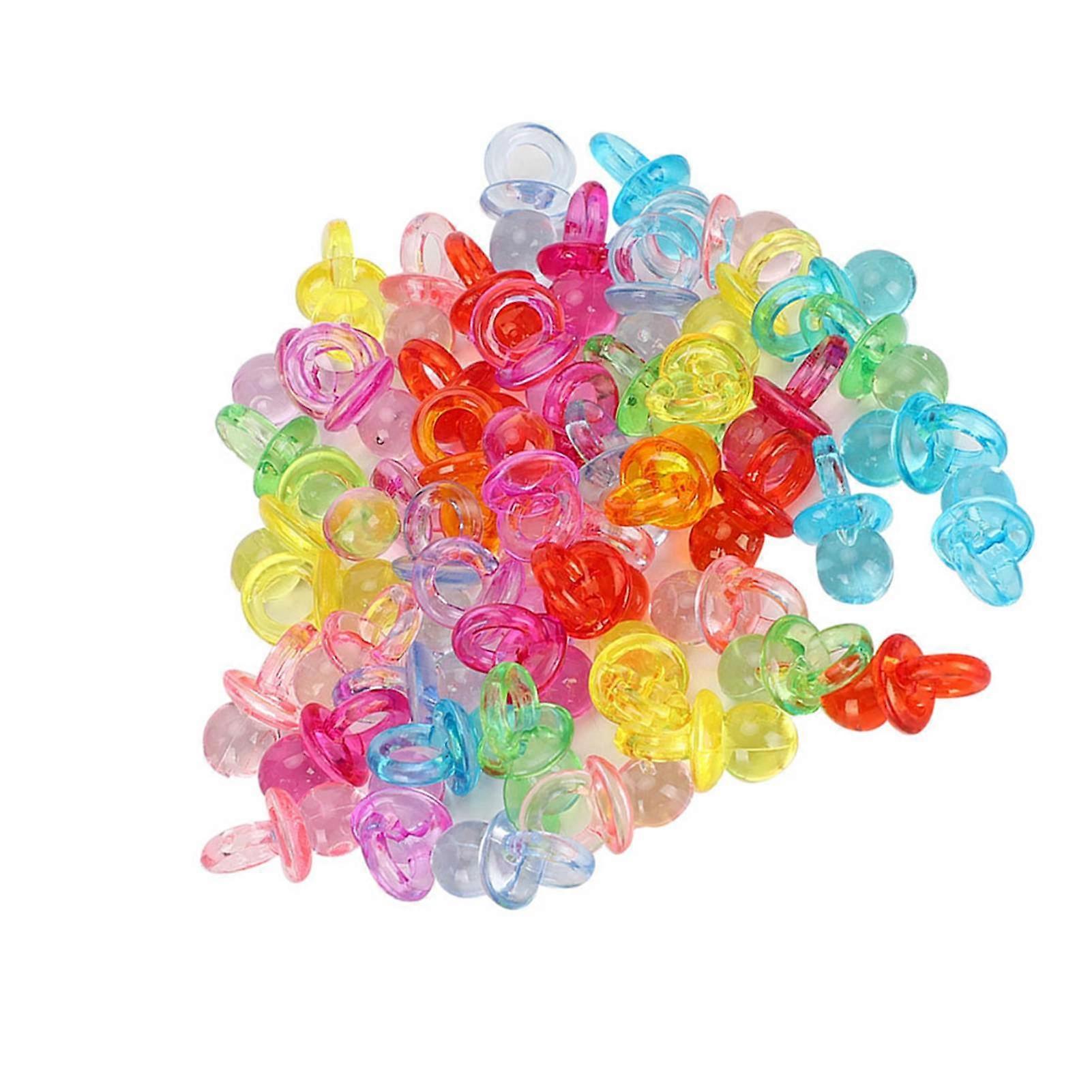 100Pcs Acrylic Pacifier Birthday Party Decoration Baby Baptism Soothing Mini Color Toys