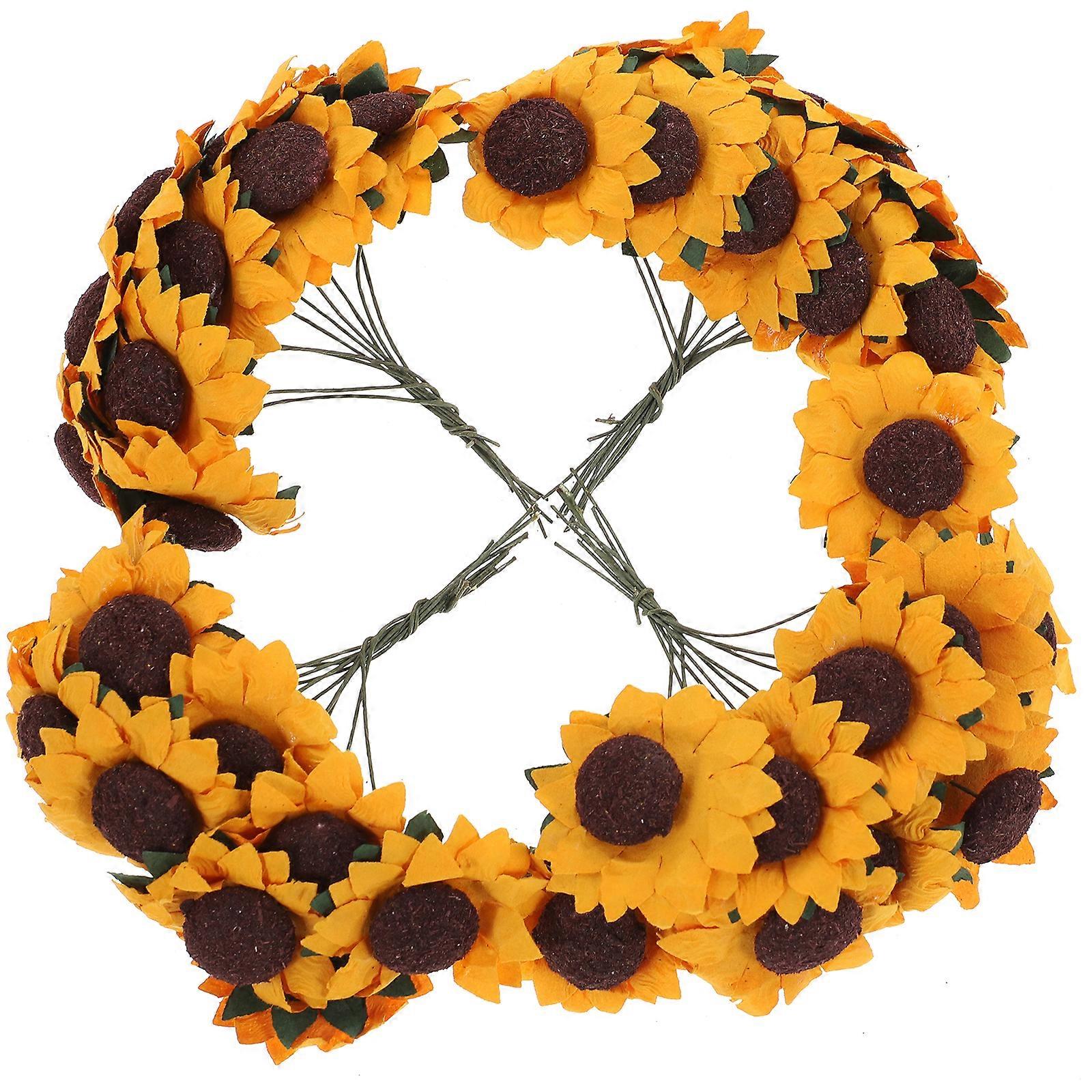 100pcs Chic Mini Artificial Paper Sunflower Wedding Decor Craft DIY (Orange)