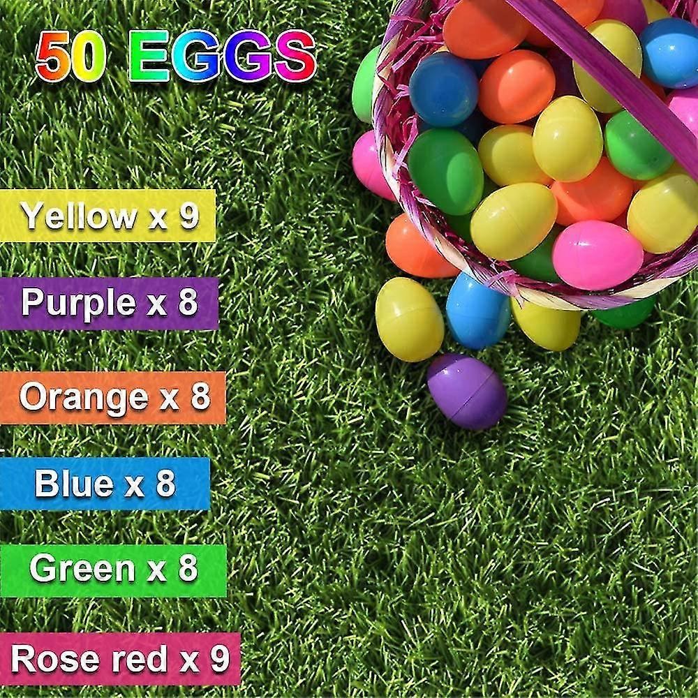 50 Pieces Plastic Easter Eggs, 2 3/8" (6cm) Fillable Easter Eggs, Plastic Eggs For Egg Hunt