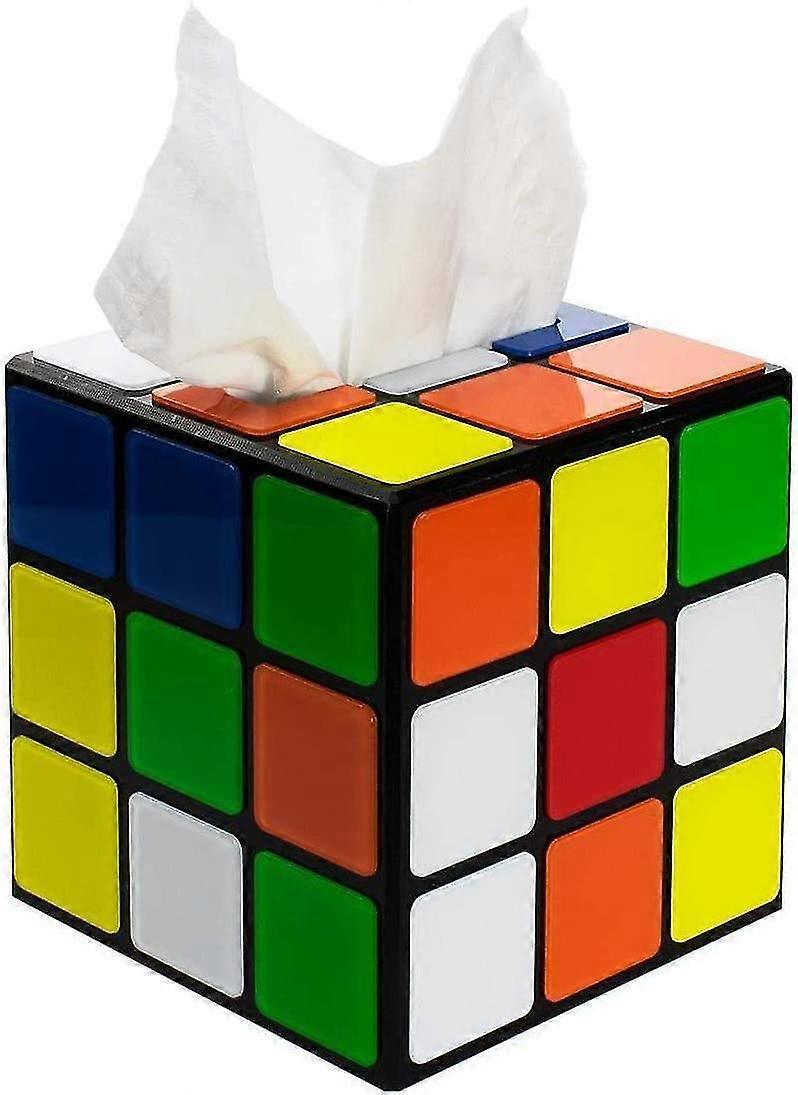 Plastic Magic Cube Tissue Box Cover, Holder For Square Tissue Boxes With Magnetic Lock, Multi Color