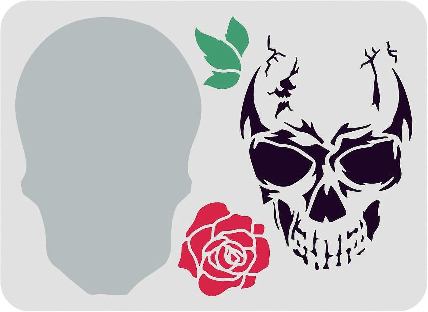Layered Skull Stencil Reusable Skull Drawing Stencil Skeleton Head Stencil Halloween Stencils for Painting on Wall, Canvas, Tile, Furniture and Paper