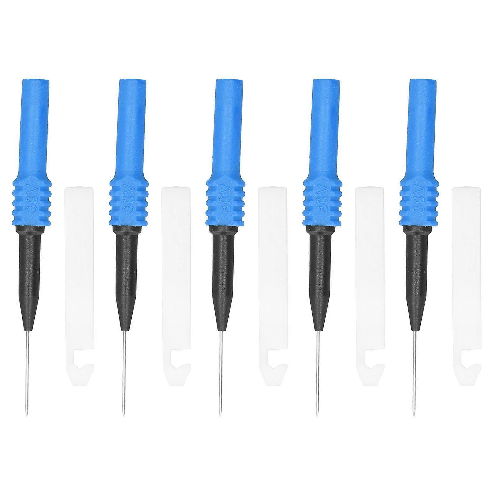5Pcs Test Probe Piercing Needle 0.7mm with Sheath Testing Accessory Set Kit for MultimeterBlue