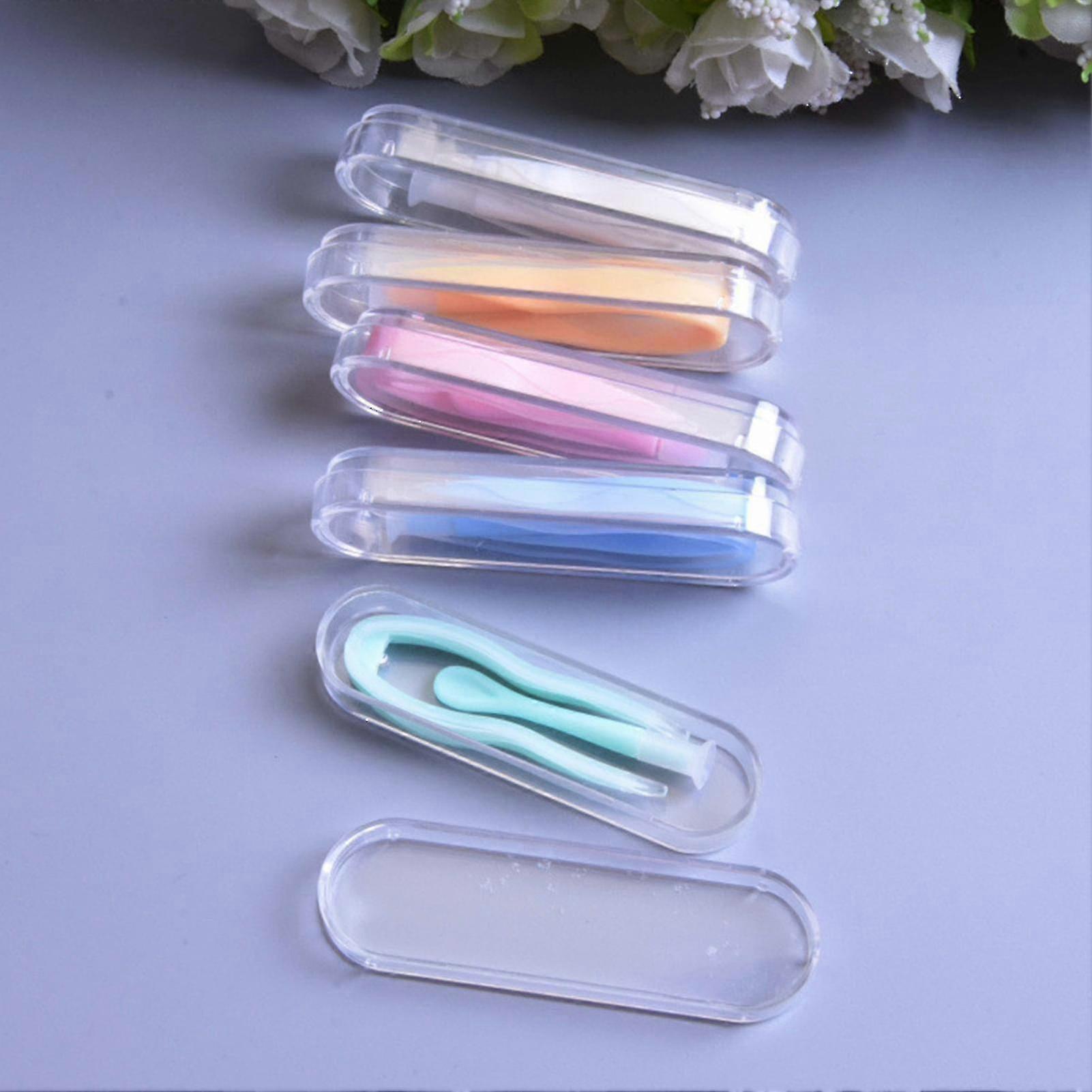 2 Set Contact Lenses Applicator Arc Design Reusable Portable Plastic Contact Lenses Remove Tweezers Eyewear Accessoriesblue
