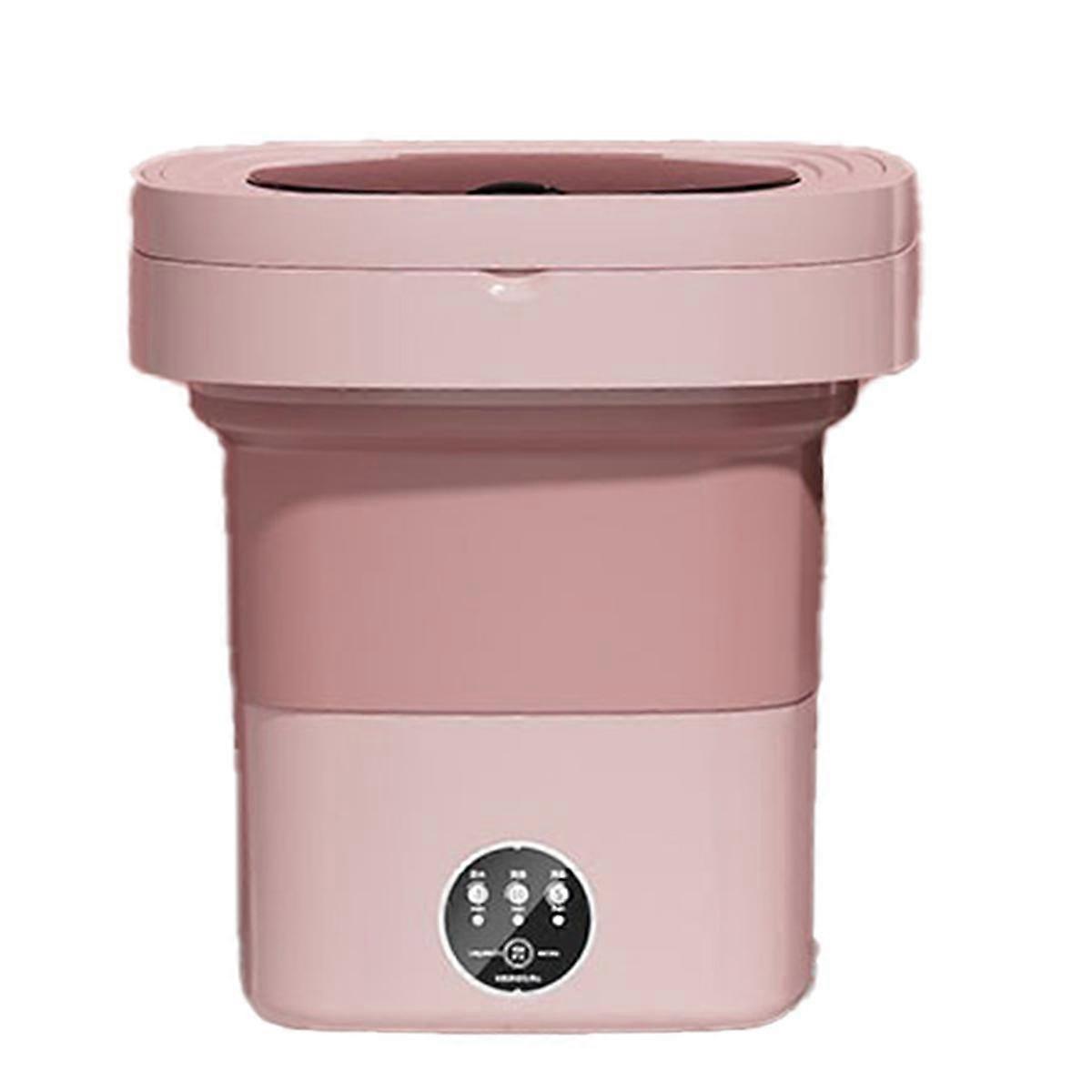 Folding Washing Machine Portable Small Washing Machine Mini Underwear Cleaning Machine 8L Pink (US Plug)