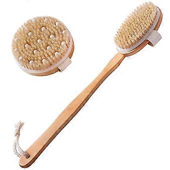 Dry Brushing Body Brush Set of 2, Dry Skin Exfoliating Brush, Handle Back Scrubber for Shower, Dry