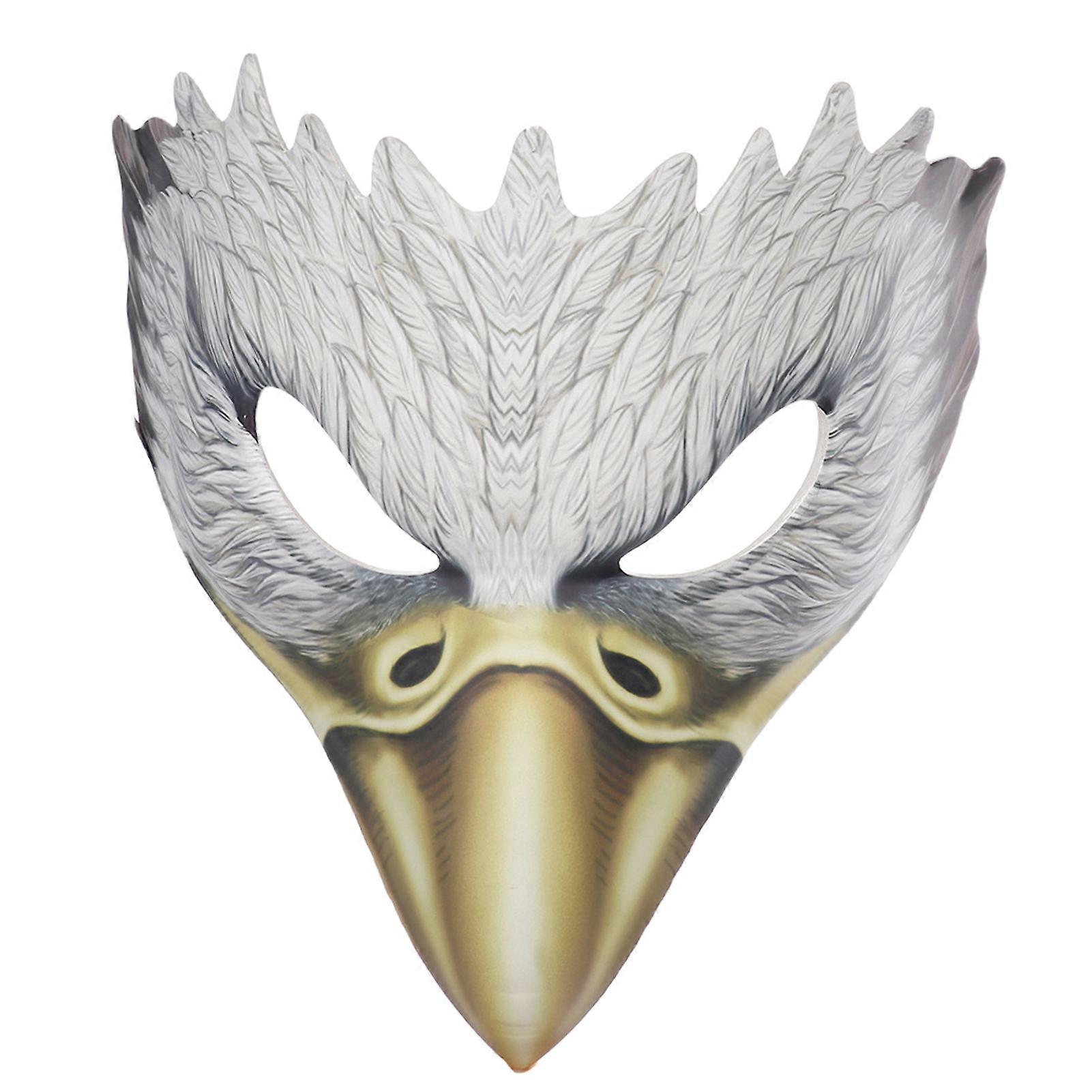Halloween White Eagle Masque Realistic Eagle PU Leather  Face Cover for Party