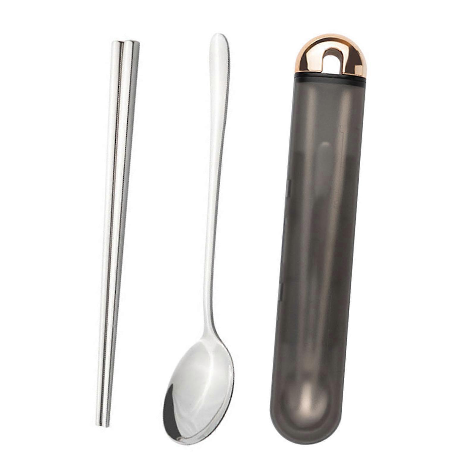 Stainless Steel Cutlery Set Spoon Chopsticks with Case Reusable Tableware Set