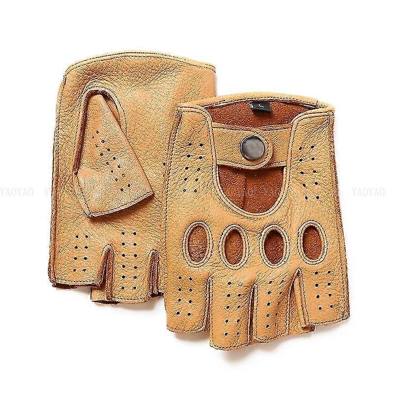 توصيل مجاني رجل بلا أصابع نصف إصبع القيادة اللياقة البدنية دراجة نارية ركوب الدراجات غير مبطن جلد الماعز الرجال الجدد قفازات جلدية قفازات